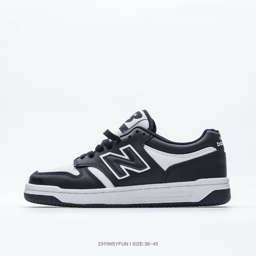 New Balance 480 series New Balance Classic retro Leisure Sports Board shoes รองเท้าสีดําและสีขาว