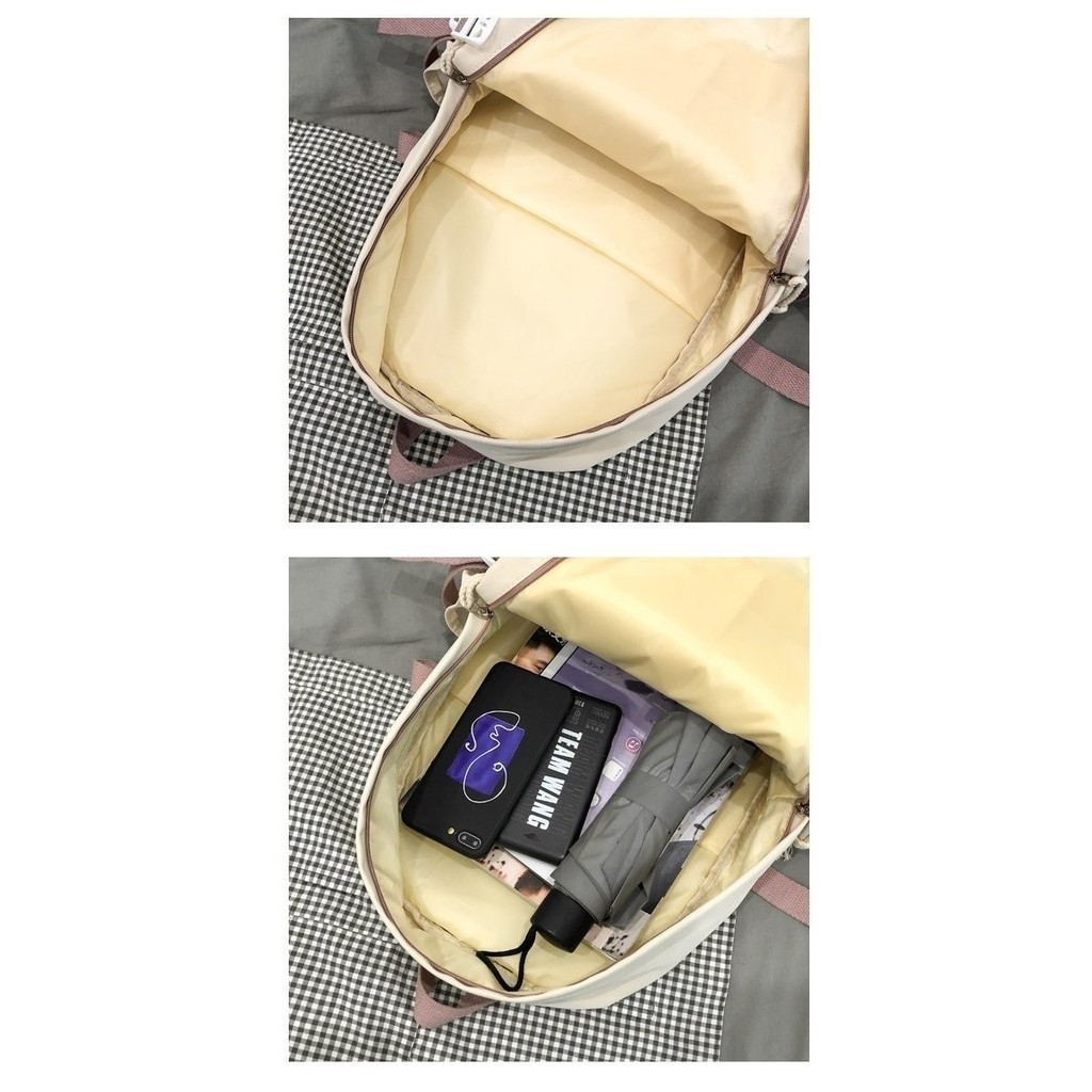BUBC กระเป๋านักเรียน หญิงมัธยมน่ารักผู้ชายสีเขียวสีดำ เป้สะพายหลัง