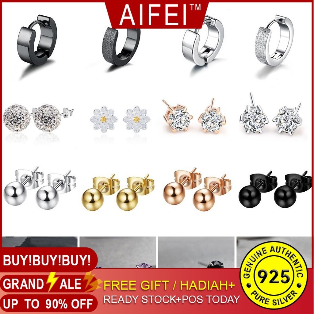 AIFEI 50การออกแบบอิตาลีเงิน925ต่างหูต้นฉบับสำหรับผู้หญิงเครื่องประดับแฟชั่นเกาหลีอุปกรณ์เสริมหู-A01