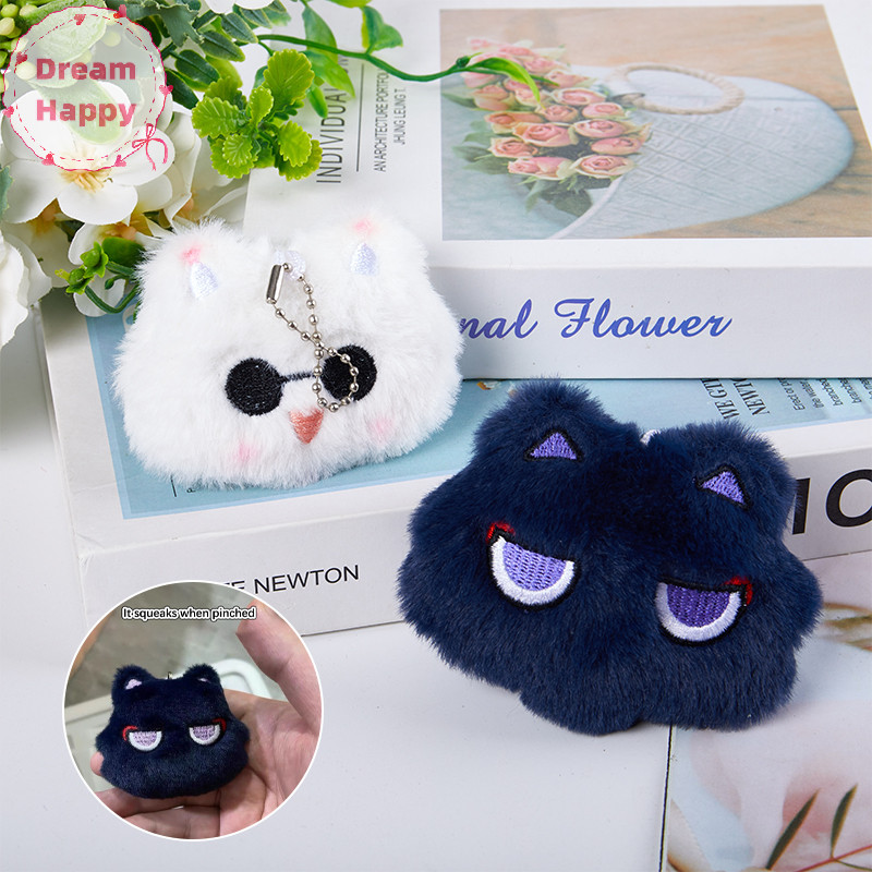 Dreamhappy Kawaii Q-รุ่นอะนิเมะSqueaky Cat Ballพวงกุญแจการ์ตูนตุ๊กตาตุ๊กตาจี้พวงกุญแจน่ารักของเล่นอะนิเมะอุปกรณ์ต่อพ่วงแฟนของขวัญTH