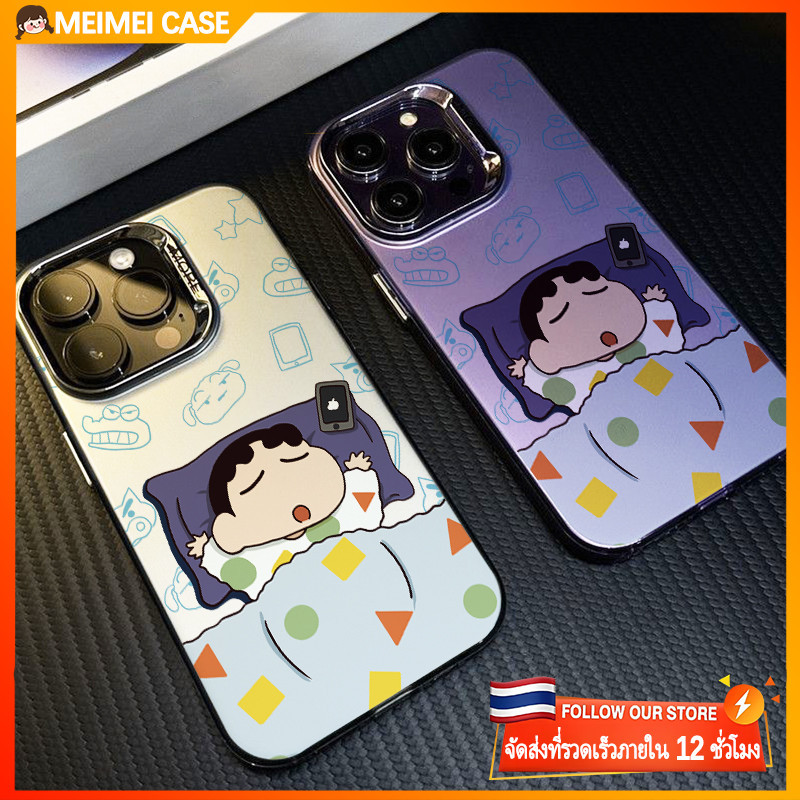 ใช้ได้กับ เคสโทรศัพท์ iPhone 11 13 12 14 15 Pro MAX 14 15 7 6 Plus XR XSMAX เคสโทรศัพท์นอน Crayon Shin-chan น่ารัก