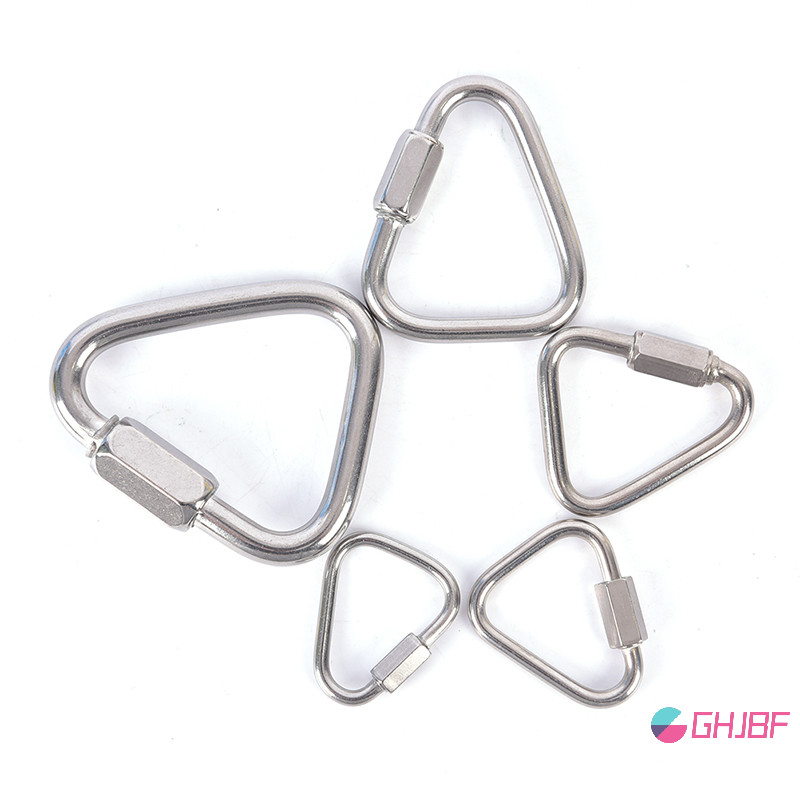 Ghjbf] Triangle Carabiner สแตนเลสสตีลพวงกุญแจ Snap Clip Hook Buckle Screw Lock ศเดิมนนคอเต่า