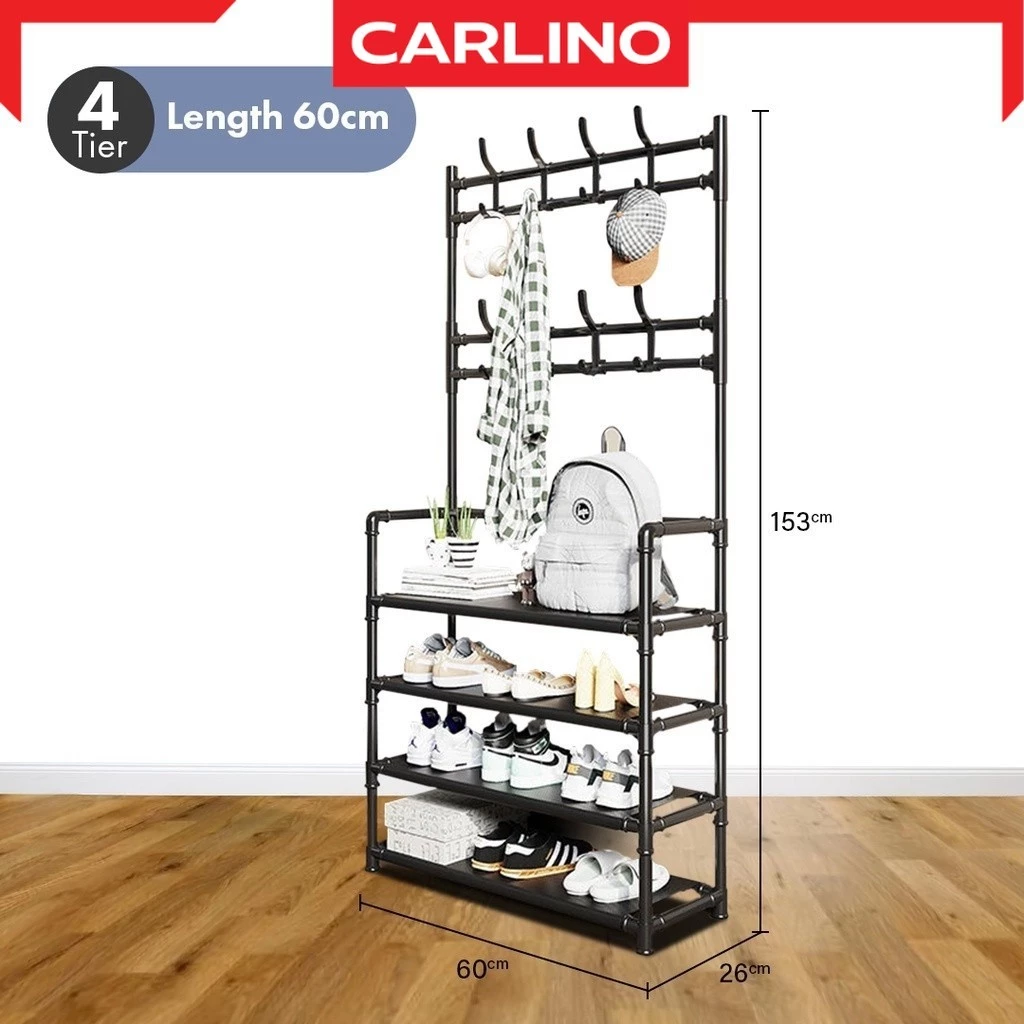 ลดล้างสต็อค!! Hemnes Rack ราวพร้อมตะขอแขวนเสื้อ, กระเป๋าสะพาย  ,หมวก + ชั้นวางรองเท้า4/5 ชั้น พร้อมผ้า Non woven กันน้ำ thumbnail 8