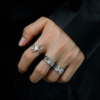 แหวนนิ้วดาวผิดปกติสําหรับผู้ชายและผู้หญิงที่เรียบง่ายวางซ้อน…