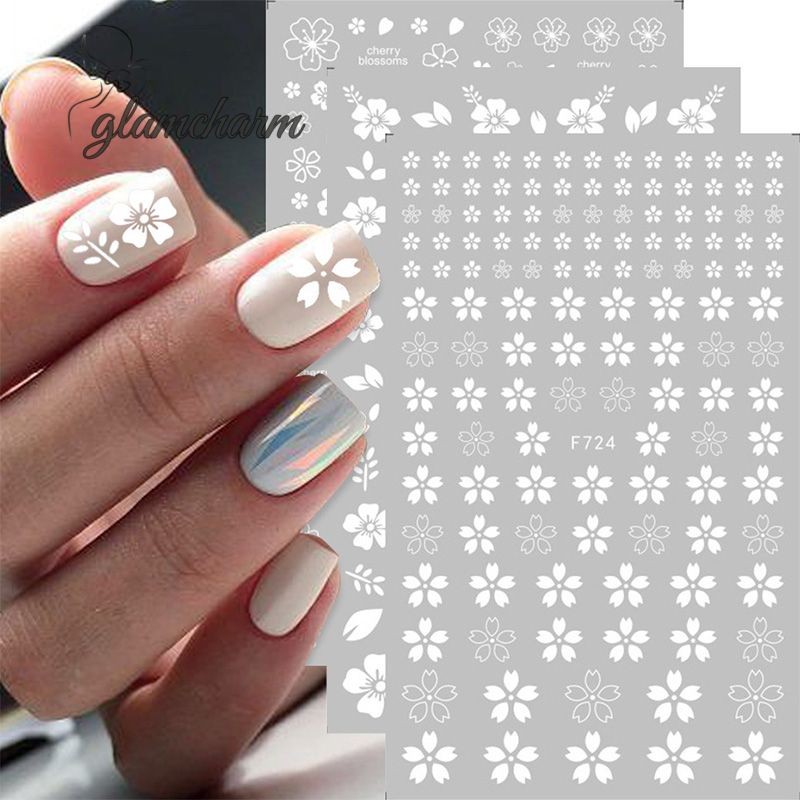 glamcharmNail Stickers Small White Flowers Small Fresh Self-adhesive Nail Stickers