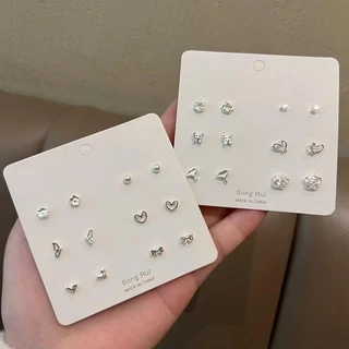 ส่งสุ่ม S925 ต่างหูชุบเงินหู Studs PIercing เครื่องประดับอุปกรณ์เสริม