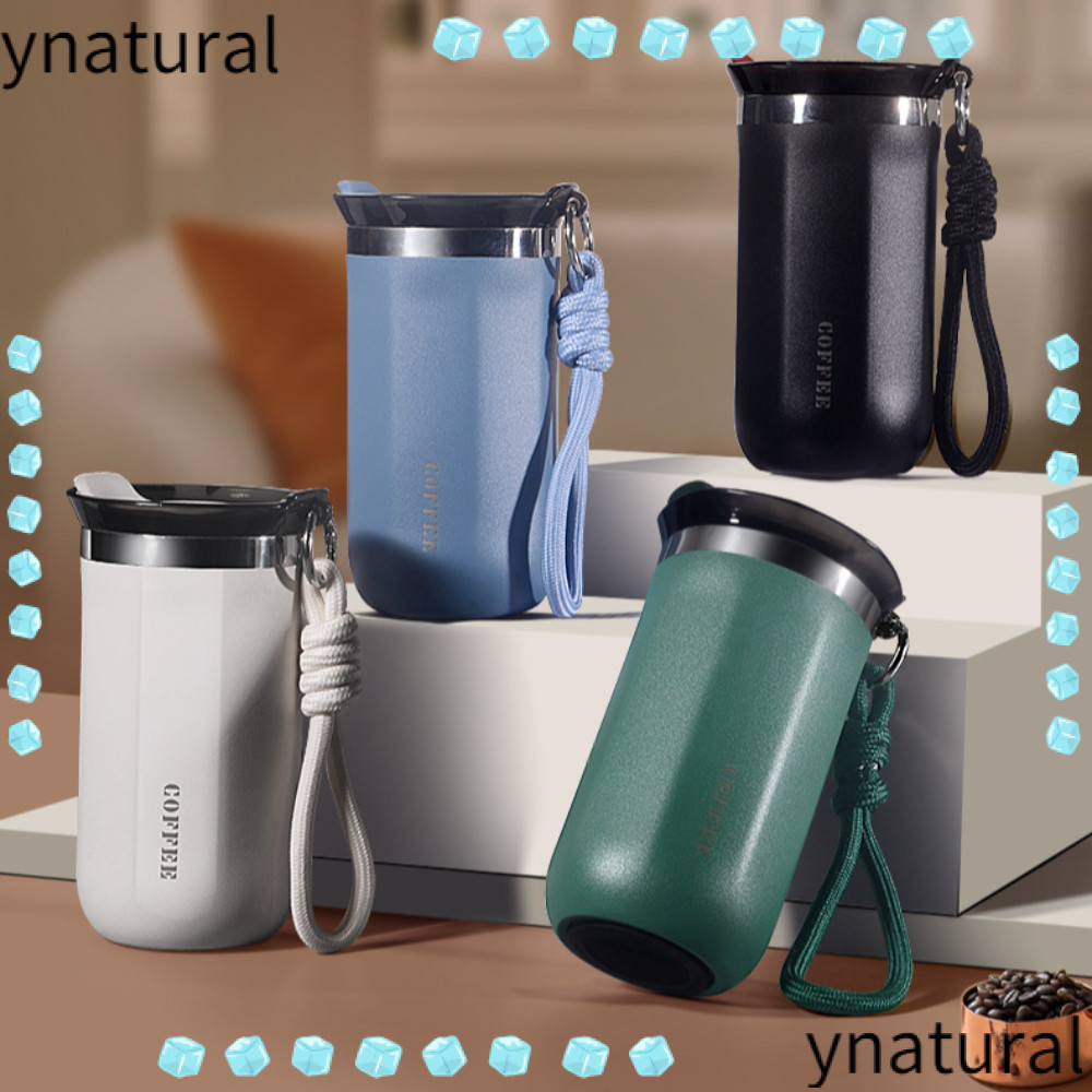 Ynatural ถ้วยฉนวน, ขวดน้ําสแตนเลสผนังคู่, แบบพกพา 350 มล. 500 มล. ป้องกันการรั่วพร้อมฝาปิดแก้วกาแฟสํานักงาน