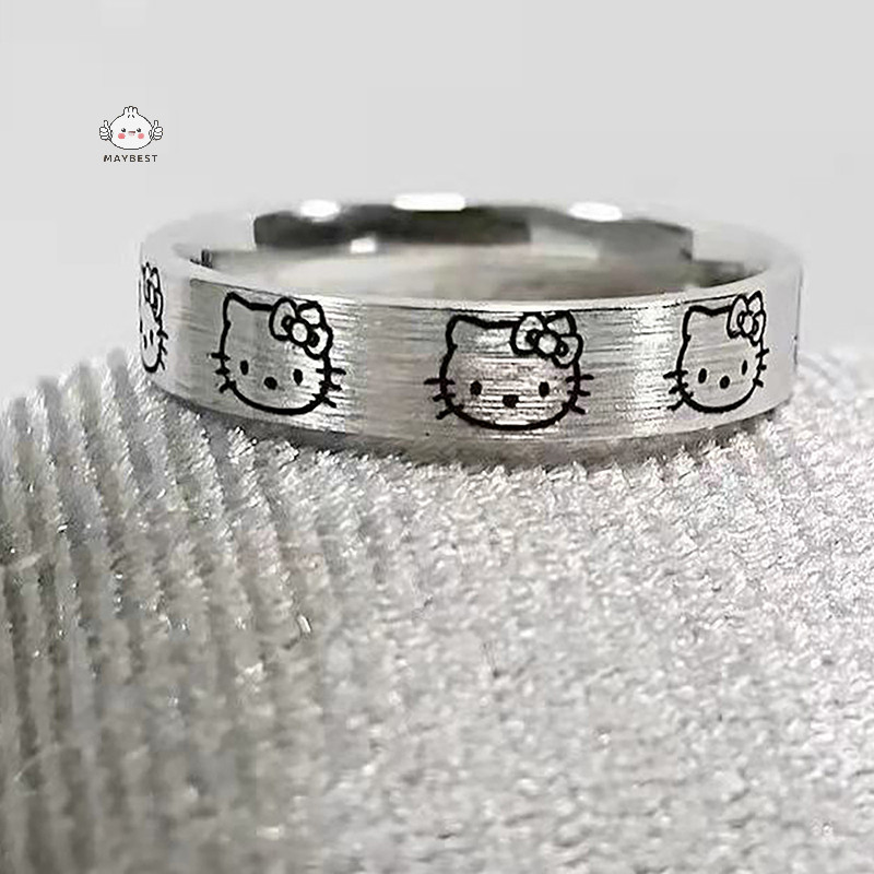 {maybest} Sanrio Hello Kitty แหวนเงินสําหรับสาวผู้หญิง Hello Kitty อุปกรณ์เสริมแหวนนิ้วแหวนหญิงแหวนการ์ตูนแหวน Kawaii {TH}