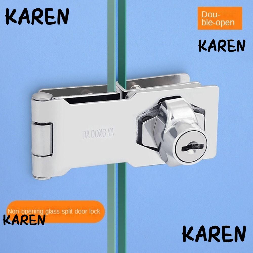 Karen ล็อคประตูกระจก, ฮาร์ดแวร์ล็อคแสดงตู้ประตูเดียว/คู่, ตู้ล็อคประตูตู้โลหะผสมสังกะสีแบบไม่มีหมัดรักษาความปลอดภัย