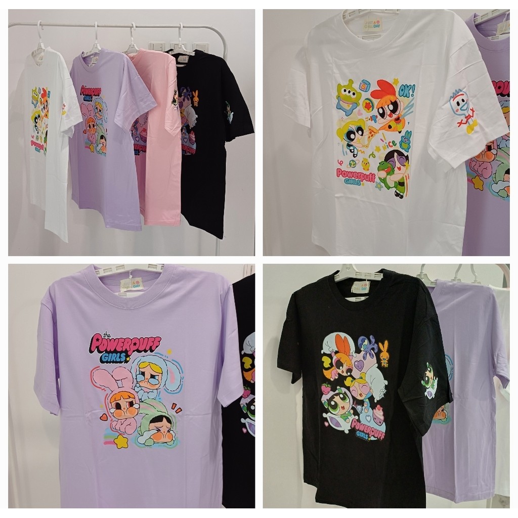 Ready KAOS IMPORT JUST A CHILL DAY BANGKOK-POWER PUFF GIRLS เสื้อยืด-นําเข้า 100% เสื้อยืด-JUST A CH