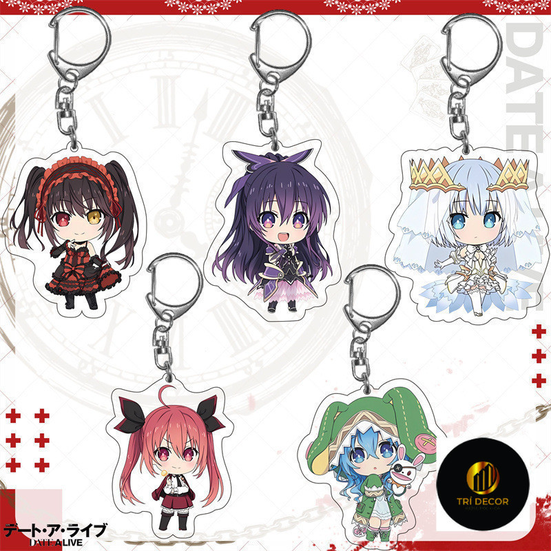 Date A Live Mad Sanka อะนิเมะอุปกรณ์ต่อพ่วงการ์ตูนสองมิติอะคริลิคพวงกุญแจจี้สองด้าน