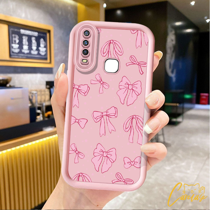 ปลอกสําหรับ VIVO Y17 Y11 Y15 Y12 Y12i Y3S 1901 1902 1904 1906 Y17S Y16 Y15S Y15A Y01 Y9S Y7S Y19 Y5S U3S Y02S Y02S Y02S Y02 S9E ริบบิ้นน่ารักจุดสีชมพู