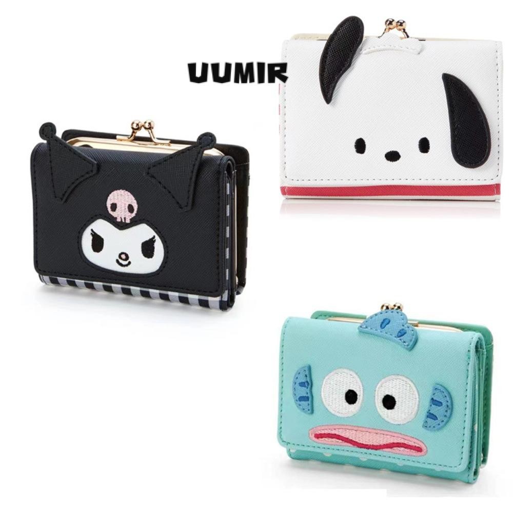 UUMIR กระเป๋าใส่เหรียญ Kuromi, Melody Fold Bag กระเป๋าสตางค์ PU, Kawaii Cinnamoroll Kuromi Card Package Girl