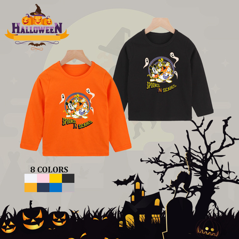 เสื้อยืดไมค์กี้เมาส์สำหรับฮาโลวีน ทำจากผ้าฝ้ายนุ่มสบาย เหมาะสำหรับทั้งชายและหญิง สวมใส่ง่ายสำหรับเด็กในงานเฉลิมฉลองฮาโลวีน