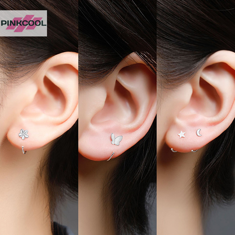 Pinkcool อินเทรนด์ Elegent เรขาคณิต Minimalist ต่างหูสตั๊ดสําหรับผู้หญิงสาวแฟชั่นคลาสสิกต่างหูงานแต่งงานเครื่องประดับอุปกรณ์เสริมของขวัญ HOT