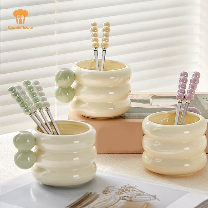 Ckfr Pearl Handle ช้อนสําหรับขนมหวานชากาแฟช้อนสแตนเลสช้อนกวนช้อนขนมหวานบาร์อุปกรณ์ครัว Gadgets ใหม่