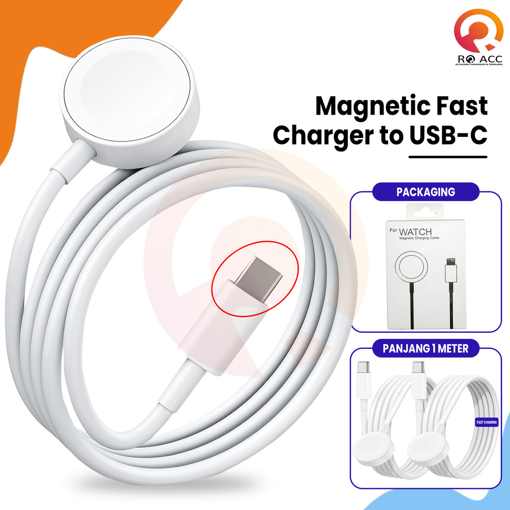 [RO ACC] MAGNETIC USB C FAST CHARGING CHARGER CABLE สําหรับ APPLE WATCH 1/2/3/4/5/6/7/8/9/ULTRA2/S