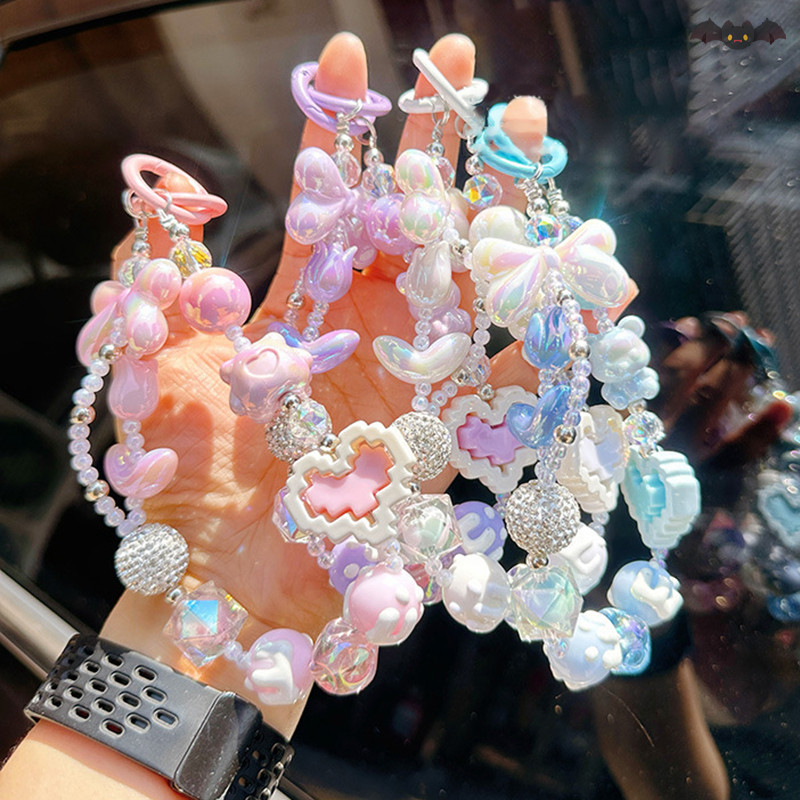 [PE] Anti Loss สายคล้องโทรศัพท์มือถือสายรัดข้อมือบล็อกตัวต่อ Love Bow จี้ลูกปัดพวงกุญแจกระเป๋าแขวนตกแต่ง TH