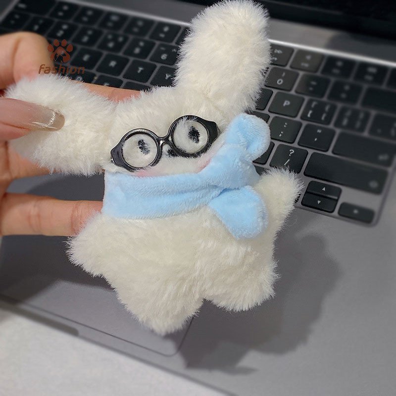 [แฟชั่น] สีฟ้าผ้าพันคอแว่นตาลูกสุนัขน้อยจี้พวงกุญแจกระเป๋าลูกสุนัขน่ารัก ช พวงกุญแจ {ไทย}