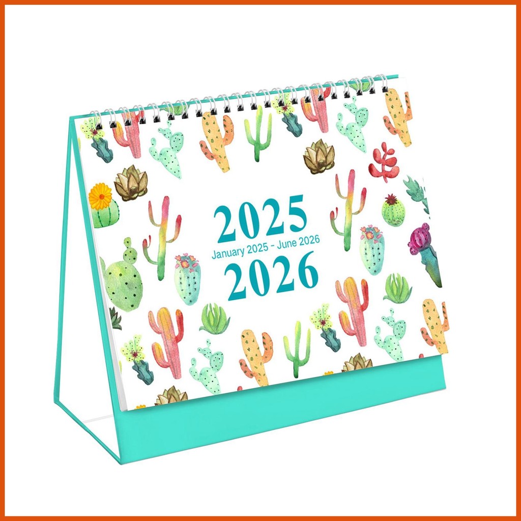 Cactus Calendar 2025 18 ปฏิทินรายเดือน 7.1x8.1 นิ้วปฏิทินขนาดเล็กเดือนมกราคม 2025-มิถุนายน 2026 Desk