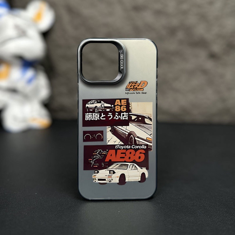 นวัตกรรม Initial D แฟชั่นโทรศัพท์มือถือใหม่สําหรับ iPhone 11/16 ยี่ห้อโทรศัพท์มือถือกรณี iPhone 12/13/14 15 pro max IMD สีสันเงิน anti-fall กันกระแทกกรณี