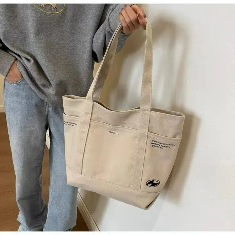 ใหม่ Tote กระเป๋าผ้าใบขนาดใหญ่ความจุนักเรียนห้องเรียนกระเป๋าถือกระเป๋านักเรียน Casual Commuting กระเป๋าสะพายกระเป๋าผู้หญิง