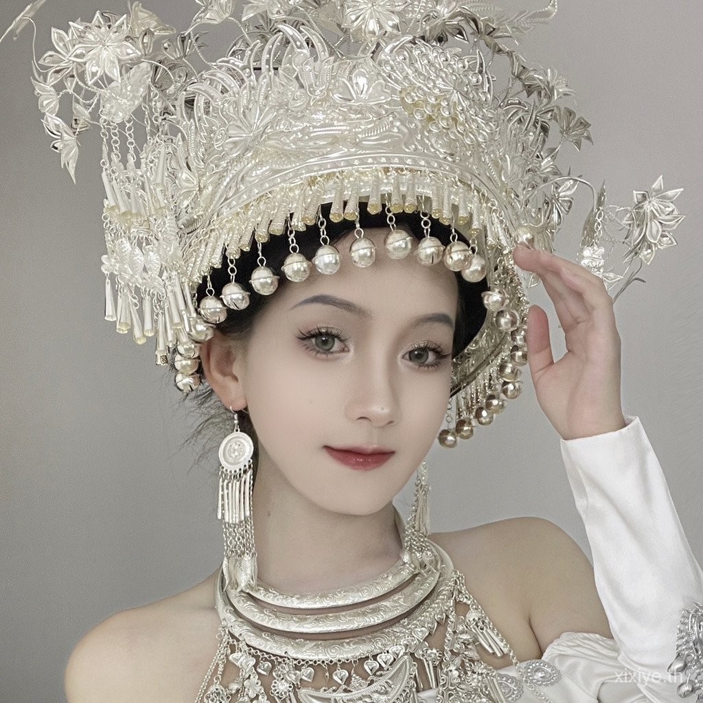 หมวกเงินชนกลุ่มน้อย Miao สไตล์ใหม่กุ้ยโจวกวางสียูนนาน Miao หมวกพิเศษเครื่องประดับศีรษะชาติพันธุ์