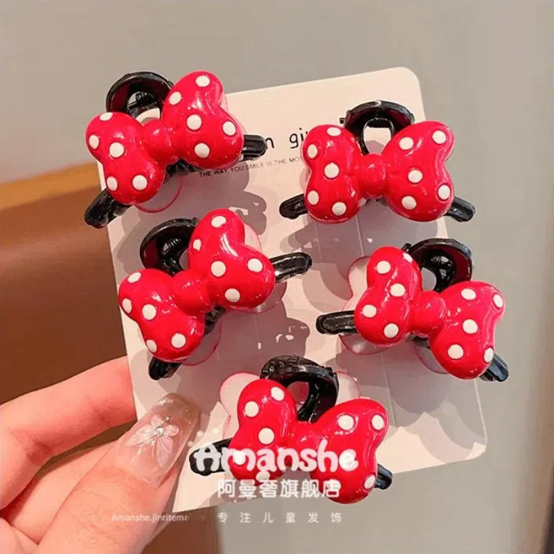 ใหม่เกาหลีเด็กสีแดงโบว์กิ๊บน่ารักสาวด้านเรียบคลิป