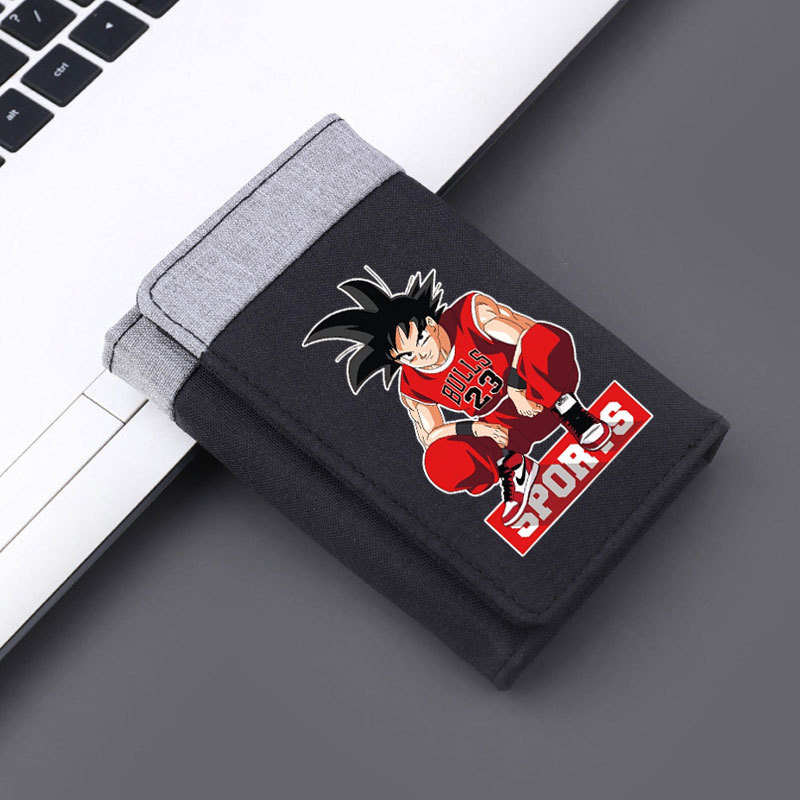 🍀อะนิเมะ Dragon Ball Monkey King กระเป๋าสตางค์ใบสั้นกระเป๋าใส่บัตรการ์ตูนต่อพ่วง