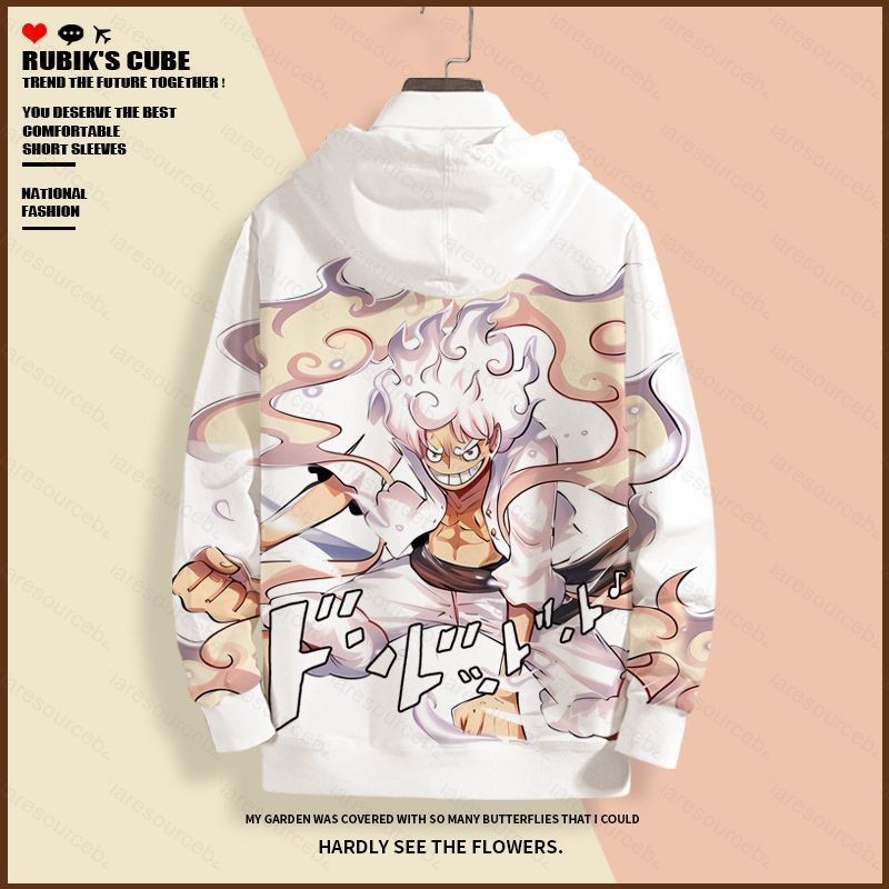 Sqd One Piece Anime Hoodie แขนยาว Unisex คอสเพลย์ Luffy Gear 5th Sun God Nika เสื้อกันหนาวแฟชั่น Top Pullover Over