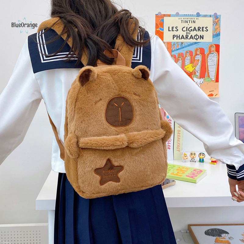 ใหม่ Kawaii ใหม่ Capybara Plush กระเป๋าเป้สะพายหลังผู้หญิงอเนกประสงค์การ์ตูนตลก Capibala กระเป๋าขนาดใหญ่ความจุ Tote กระเป๋าเด็กของขวัญ hot