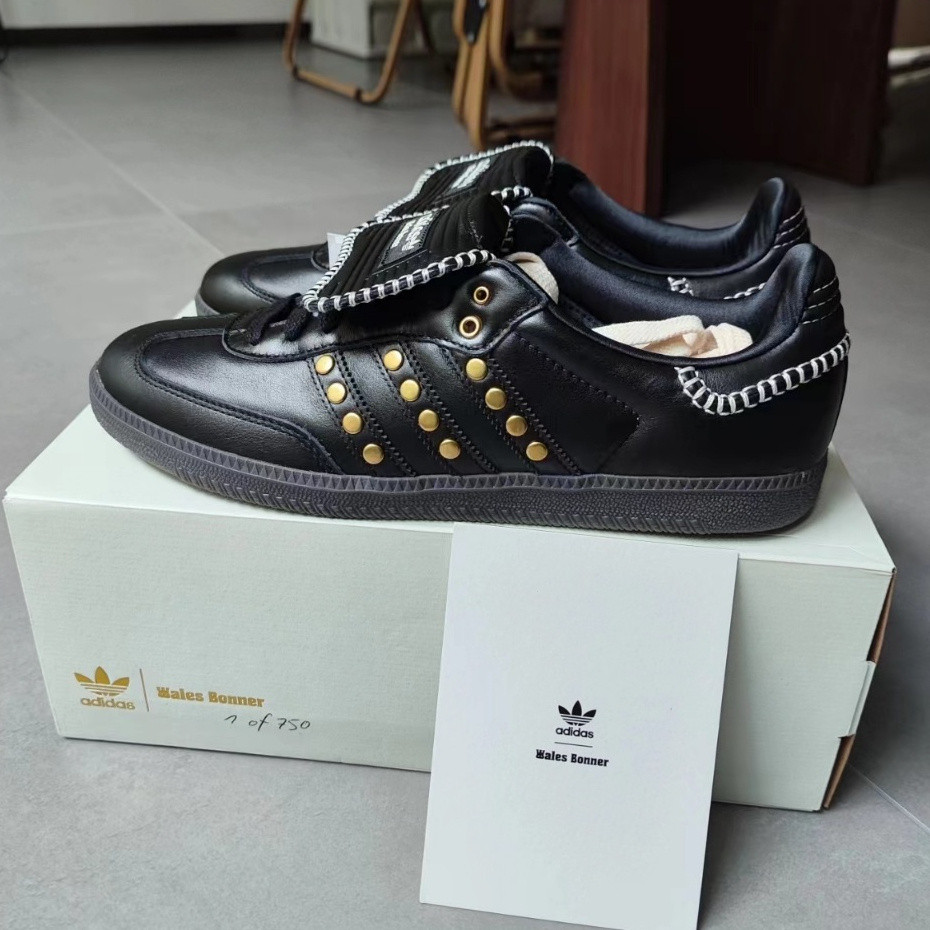 2024 WALES BONNER xadidas Samba รองเท้าผ้าใบทรงเตี้ยน้ําหนักเบา สีดําทอง สีขาว (ผู้ชายและผู้หญิง)