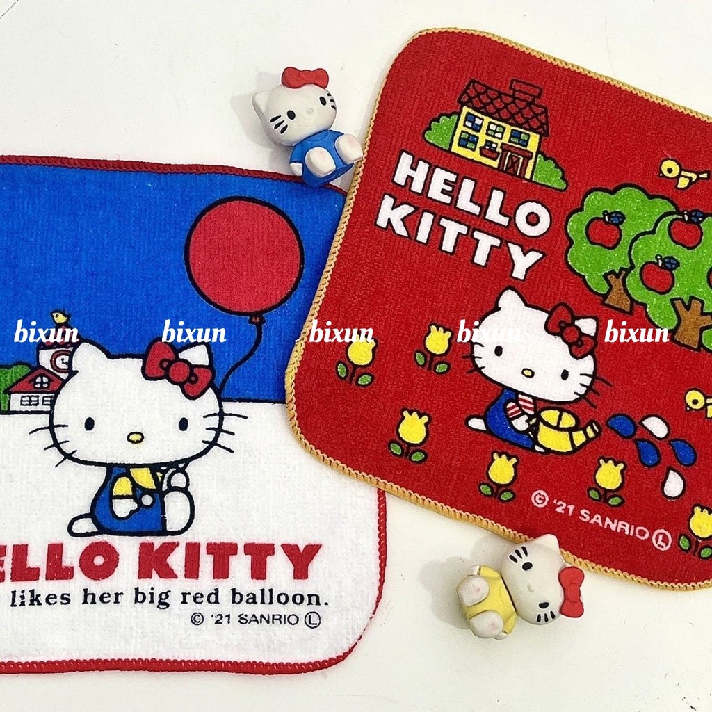 SANRIO 15*15 ซานริโอ สวัสดี คิตตี้ ผ้าขนหนูสแควร์สาวผ้าขนหนูขนาดเล็กผ้าฝ้ายเด็กน่ารักพิมพ์ผ้าเช็ดหน้าครัวเรือนแบบพกพาผ้าเช็ดมือ