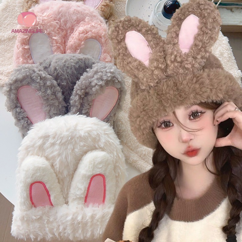 เกาหลีหวานน่ารักตุ๊กตากระต่ายหูหมวก-ฤดูใบไม้ร่วงฤดูหนาวผู้หญิงที่อบอุ่นหนาป้องกันหูหมวก