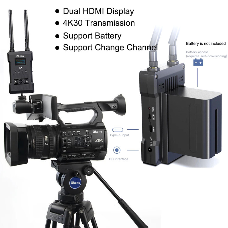 4K Wireless HDMI Extender ระบบส่งสัญญาณวิดีโอ Dual 5.8GHz 0.06s 200m 1 เครื่องส่งสัญญาณ 4 ตัวรับสัญญ