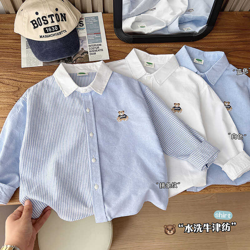 ชายผ้าฝ้ายแท้การ์ตูนเย็บเสื้อแขนยาว 2 ฤดูใบไม้ผลิฤดูใบไม้ร่วงสไตล์ใหม่เด็กเกาหลีรุ่นแฟชั่นสบายๆ ทั้งหมด-จับคู่ เสื้อ