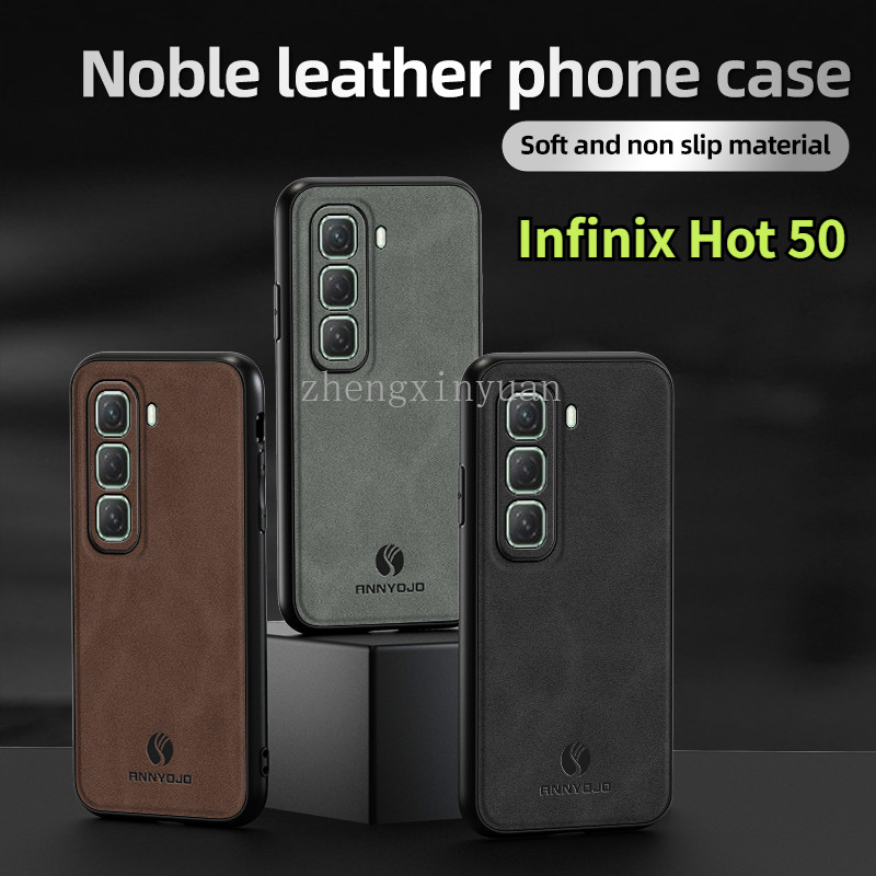 เคส Infinix Hot 50 4G 5G 2024 สําหรับปลอกป้องกันขอบหนัง TPU แบบนุ่มด้านสําหรับ Hot50 กันกระแทกฝาหลัง