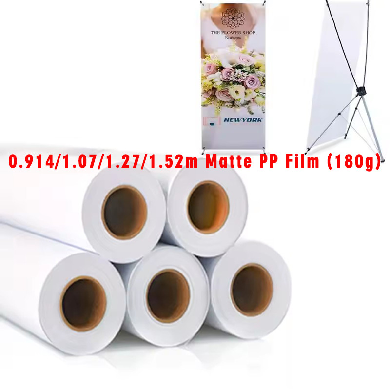 High Quality Matte PP Film Paper Sticker Roll 0.914/1.07/1.27/1.52m Matte PP Film (180g) PP Paper Rolls of Poster Paper