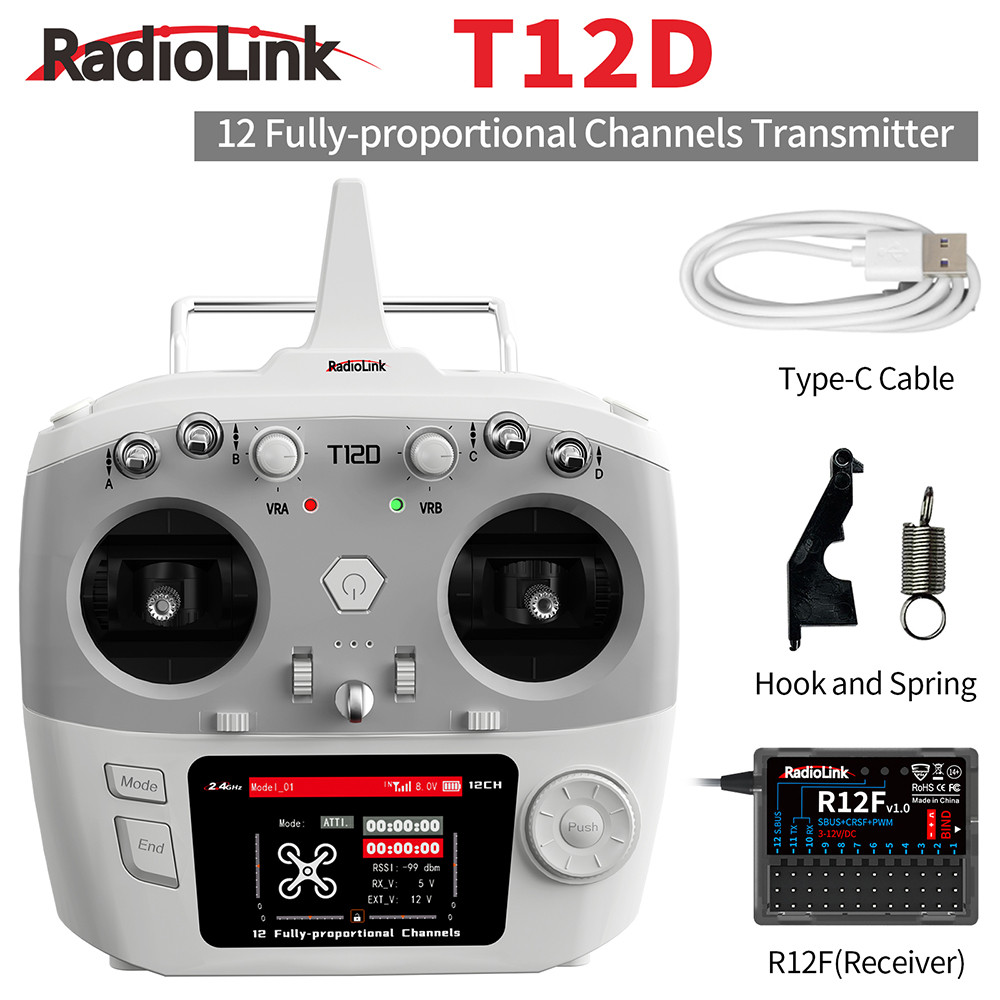 RadioLink T12D 12ch ตัวควบคุมวิทยุพร้อมตัวรับสัญญาณ R12F 16Ch