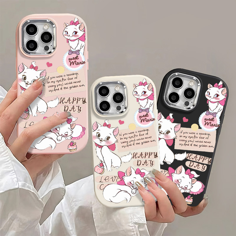 แท็กแฟชั่น Mary Cat เคสโทรศัพท์สําหรับ IPhone11 12 13 14 15Pro Max Xr X XsMax 7 8 16 Plus Se2020 เลนส์กันกระแทกซิลิโคนอ่อนนุ่ม TPU ฝาหลัง