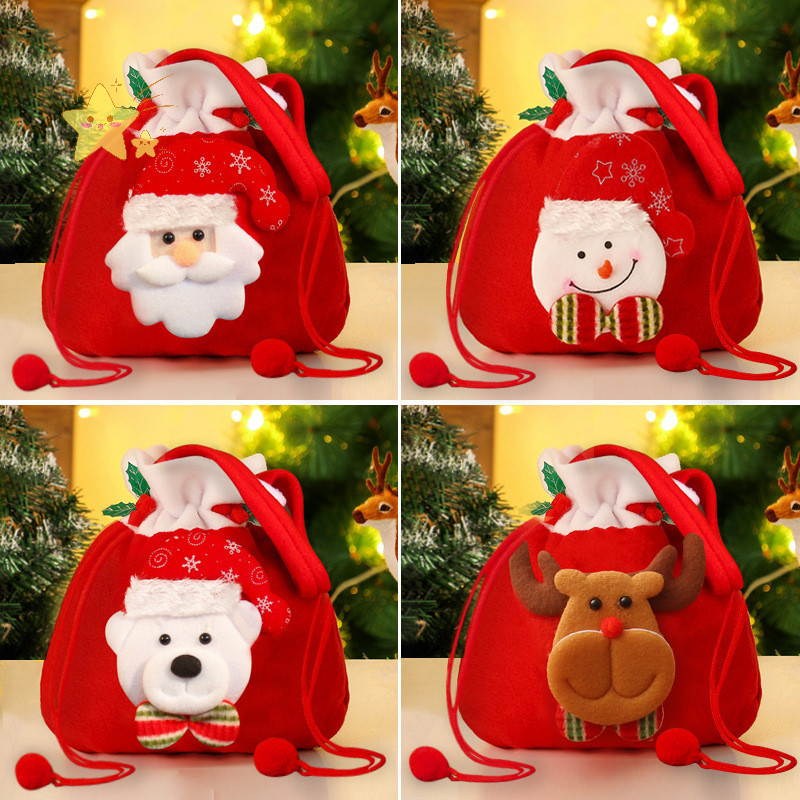 [JBTH] คริสต์มาสซานตาคลอสกระสอบเด็ก Xmas ของขวัญถุงน่องกระเป๋าประณีตพิมพ์ Christmas Candy Storage กระเป๋าถือแบบพกพาตกแต่ง [JB]