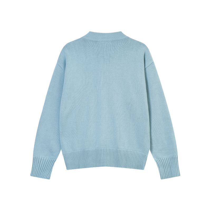 #Z26 เกาหลีคอวีแฟชั่นขนาดบวกแขนยาวหน้าอกซ้ายโมโนโครมหัวใจกป้ายขนาดเล็กผ้าขนหนูเย็บปักถักร้อยคาร์ดิแกนปุ่มขนาดใหญ่ สตรีทแวร์ ดึงกว่าเสื้อกันหนาวส