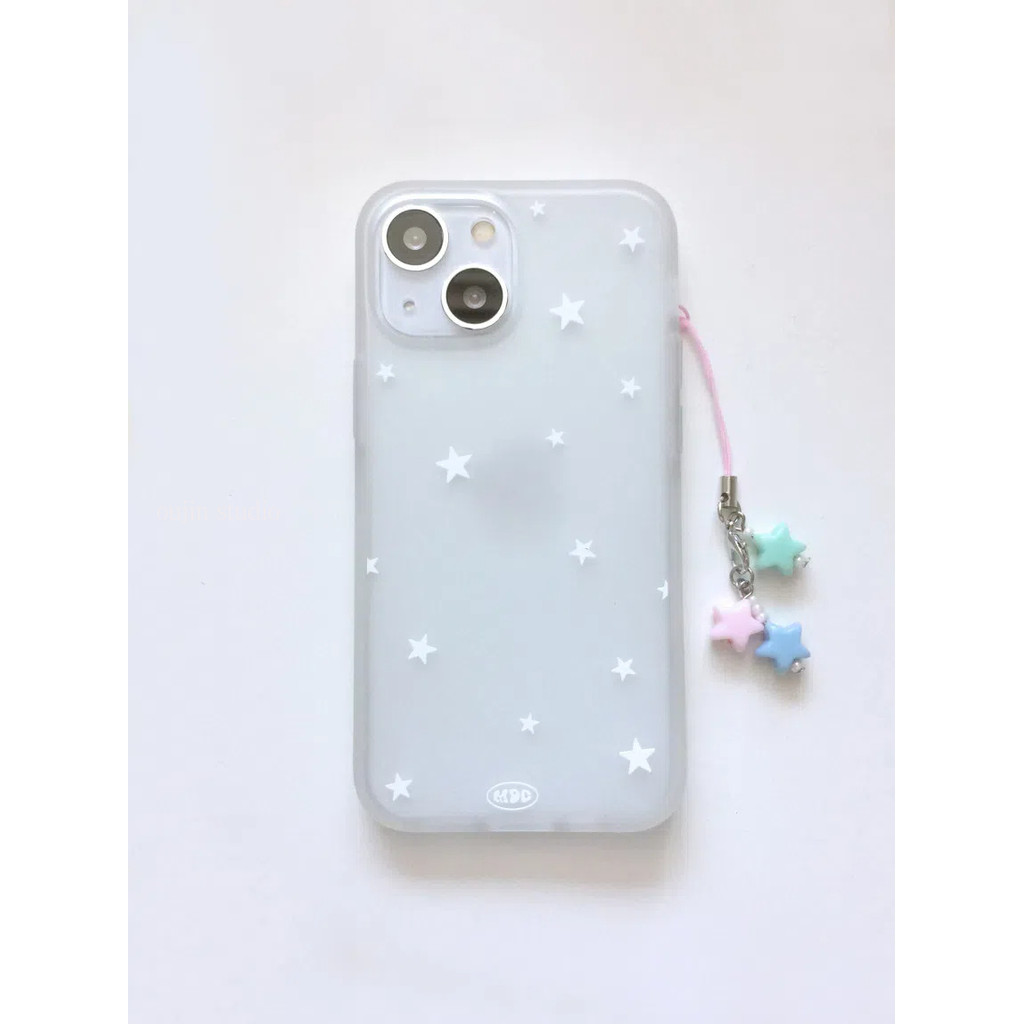 สไตล์เกาหลี ins Niche High-End French Girl White Star Dream เหมาะสําหรับ 16/15pro/15promax/15/14/13/12 Matte เคสโทรศัพท์ 11 เคสป้องกัน