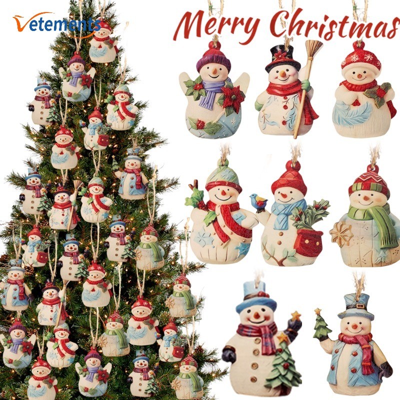 18 ชิ้น/ล็อต Xmas Tree Decor การ์ตูน Snowman เครื่องประดับไม้-สุขสันต์วันคริสต์มาสปีใหม่ตกแต่งบ้านปาร์ตี้