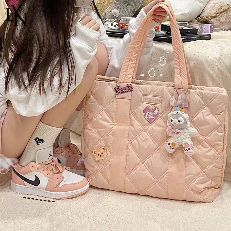 Lyn Misty pink light down Feelingกระเป๋าโท้ทต่อเนื่อง,กระเป๋ารักแร้ไหล่เดียวอเนกประสงค์ใหม่,กระเป๋าสื่อสารในชั้นเรียน