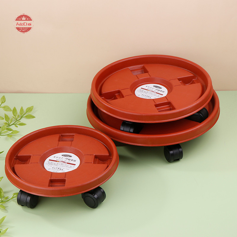 Adachoi Universal กระถางดอกไม้ล้อรอบถาดพลาสติก Heavy Duty กระถางดอกไม้ฐาน Rack Movable Rolling Stand พร้อมลูกกลิ้ง TH