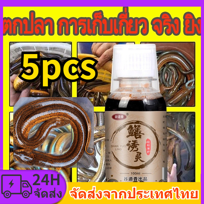 หัวเชื้อตกปลาไหลนา 5 ขวด100ml ล่อปลาไหล ดึงดูดปลา จับปลาไหลเร็ว สำหรับปลาไหล สิ่งล่อใจที่แข็งแกร่ง