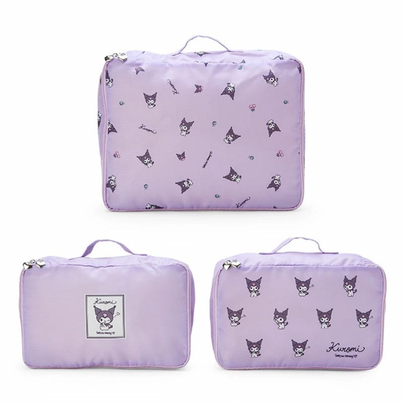 SANRIO น่ารัก ซานริโอ ญี่ปุ่นป้องกันสาดถุงเก็บเดินทาง3ชิ้นชุดกระเป๋าเดินทางเสื้อผ้ารองเท้าเรียงลําดับถุงเก็บกระเป๋าแบบพกพา