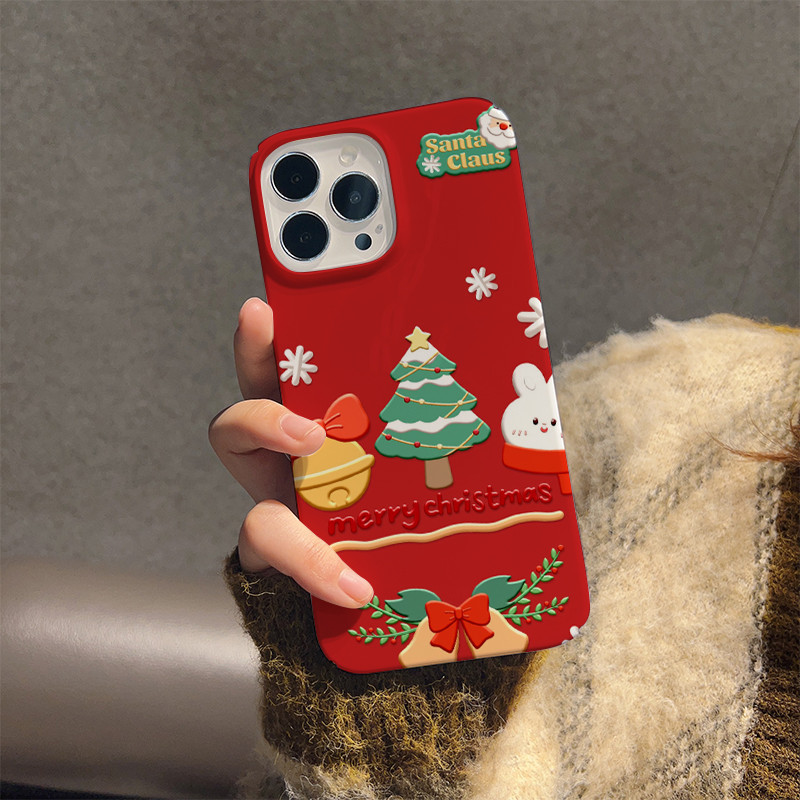 ฟิล์มเคสแข็งสําหรับiphone 16promax 15 14 pro Max 11 13 12 7Plus 8 X XS Max 13Mini 12Mini Christmas tree Bellฝาครอบการพิมพ์