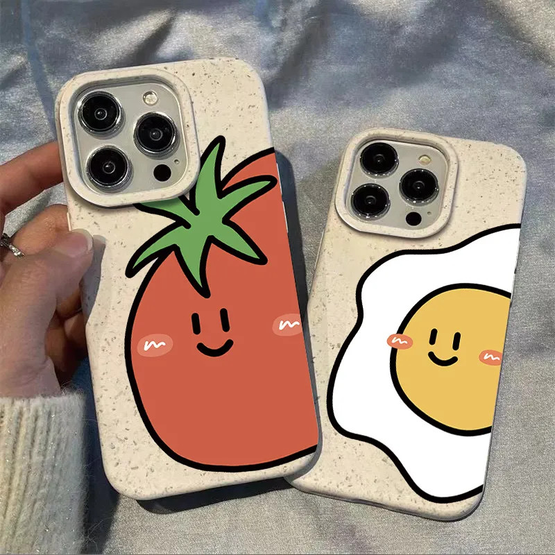 Tomato Egg Apple 15proเคสโทรศัพท์iPhone15 14 13 Wheat Case 12 Soft Caseอินเทรนด์